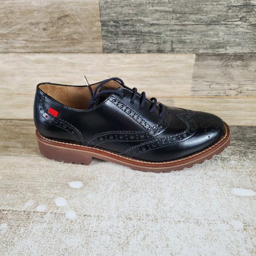 Marc Joseph New York Central Park West Womens Oxford Sz 6.5 Black Grainy Lace Up